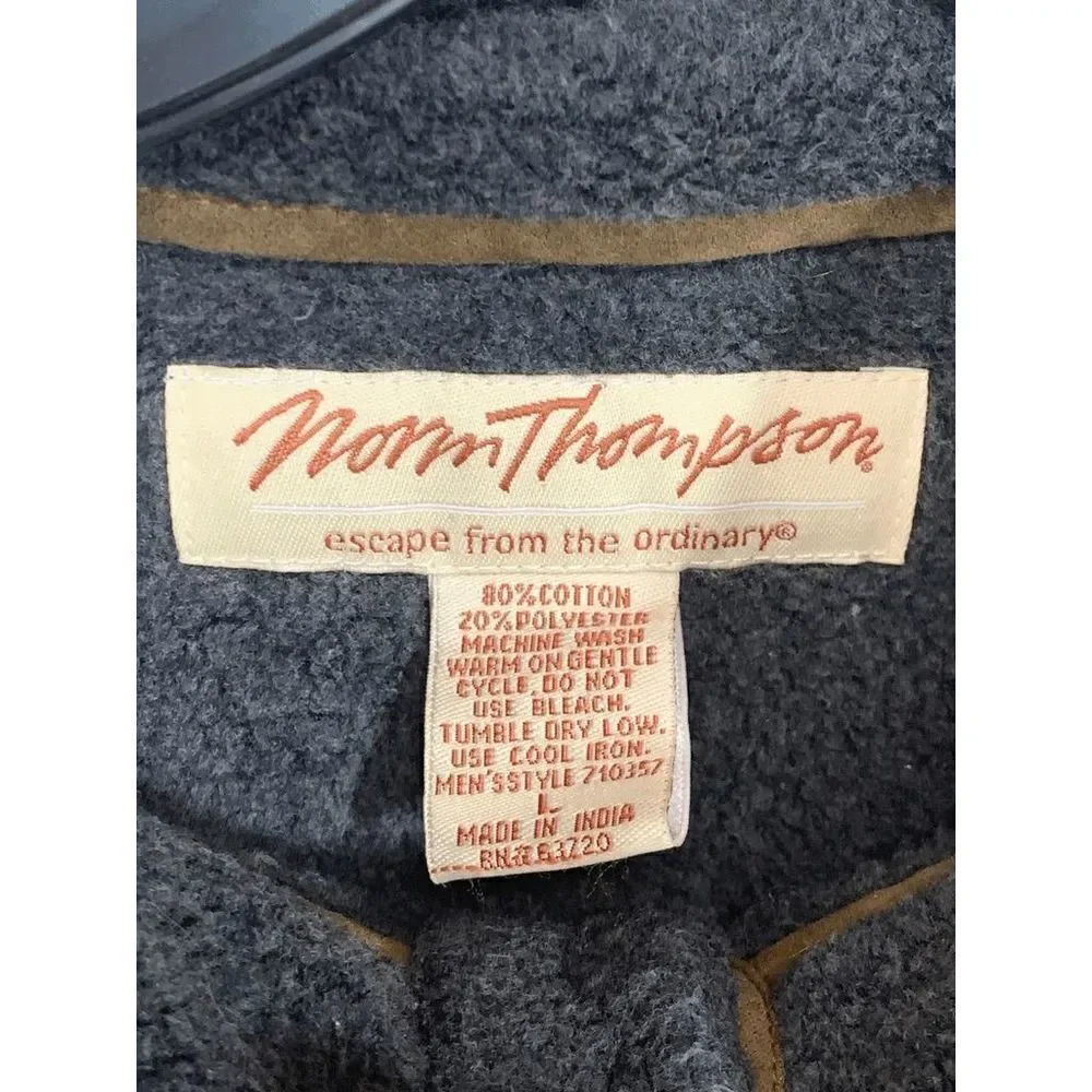 Vintage Norm Thompson Mens 1/2 Button Fleece Pullover Sweater Gray Size Large